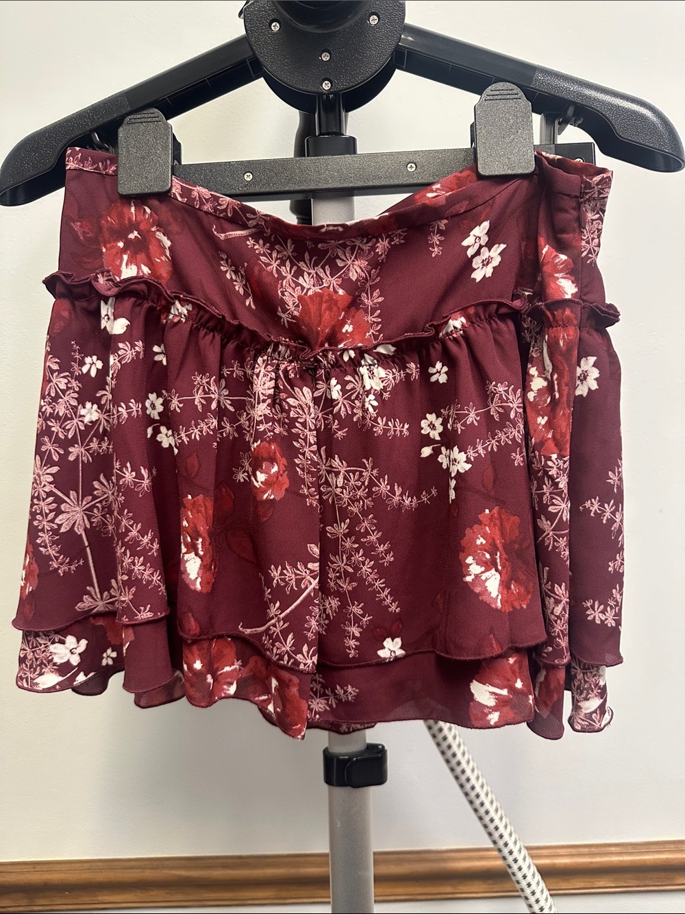 Oak + Fort Wine Floral Skirt